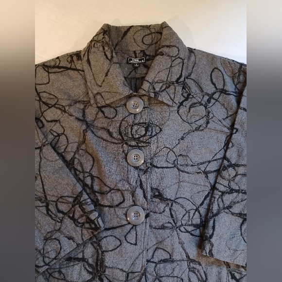 Vintage Lisa Abstract Pattern Gray and Black Blazer - Picture 9 of 10
